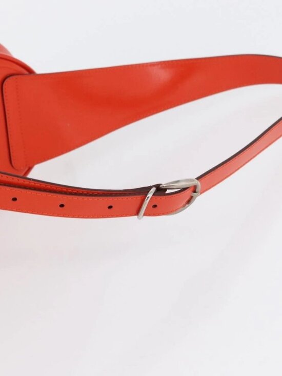 GUCCI Bamboo Shoulder Bag Patent leather Orange Silver 003 1998 0127 Auth main image 13